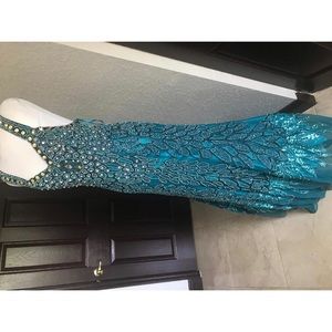 Turquoise beaded dress